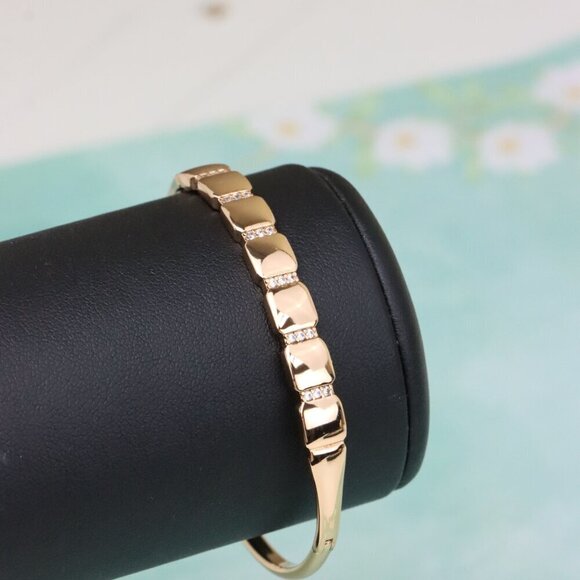 Elegant Rose Gold Bangle with Geometric Link Detailing, XPBL0583 - Picture 5 of 12